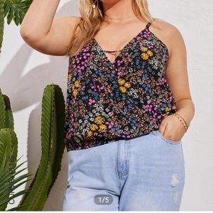 Low cut floral print cami